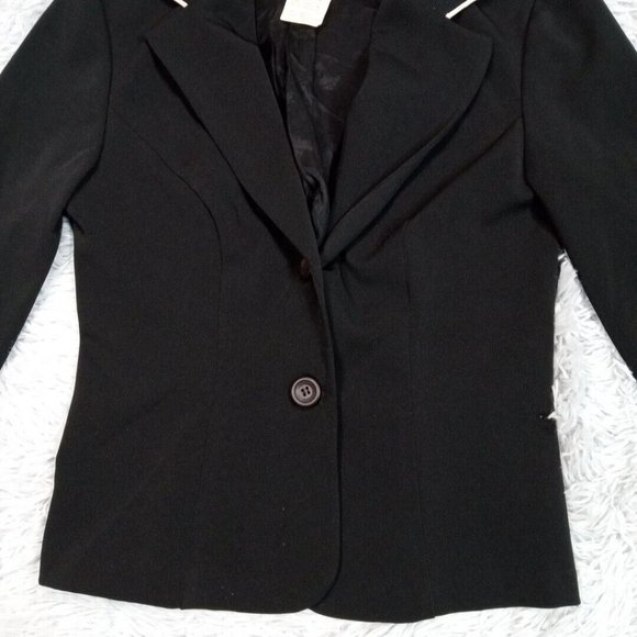 Vintage Jodi Kristopher Womens Blazer Black Suit Jacket Single Breasted‎ 1/2 - Picture 3 of 11